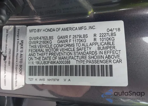 2019 Acura Tlx Tech Pkg z USA, uszkodzony, nr VIN 19UUB3F49KA000388